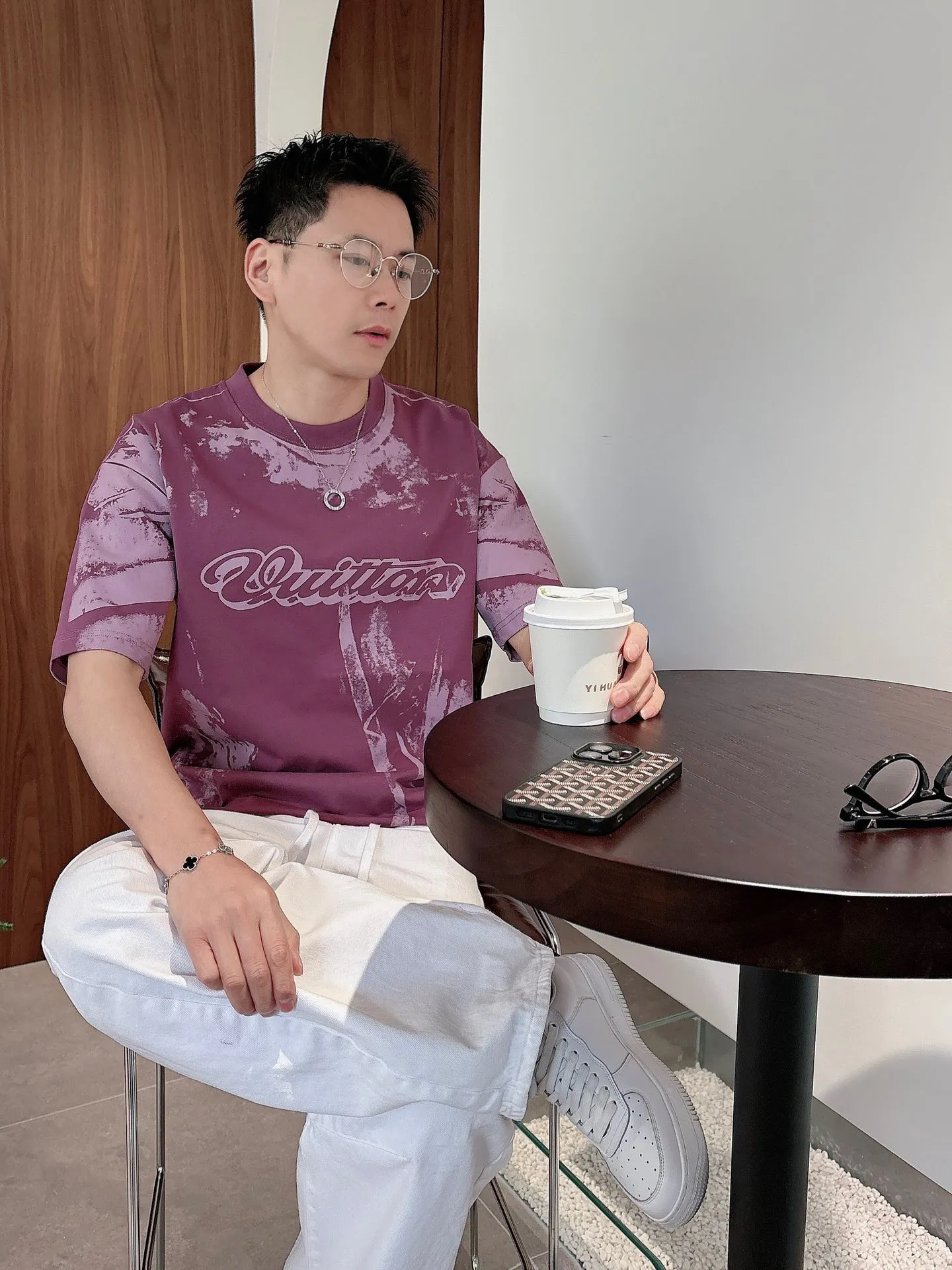 Louis Vuitton/Louis Vuitton optical illusion tie-dye printed short sleeves